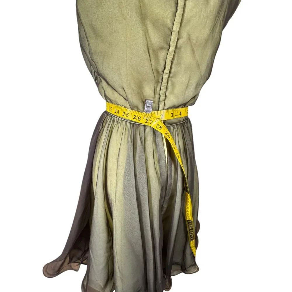 Vintage Miss Elliette 1960s Brown/Yellow Chiffon Cocktail Dress Size Custom(2) - Picture 10 of 11